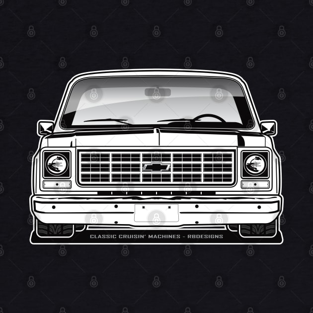 1979 Squarebody Chevrolet C10 Blazer Suburban T-Shirt BW by RBDesigns